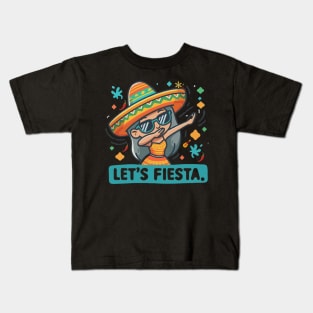 Let's Fiesta dabbing sunglasses  girls Cinco De Mayo Mexican Kids T-Shirt